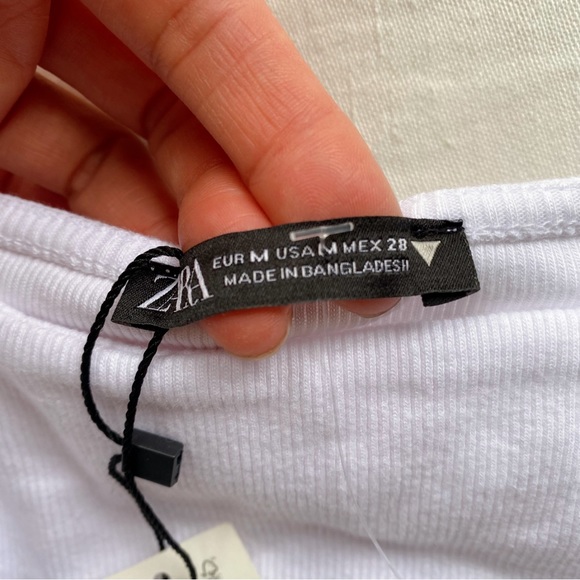 🐚 ZARA BOHO WHITE PUFF SLEEVE RUCHED CROP TOP! - Picture 8 of 11